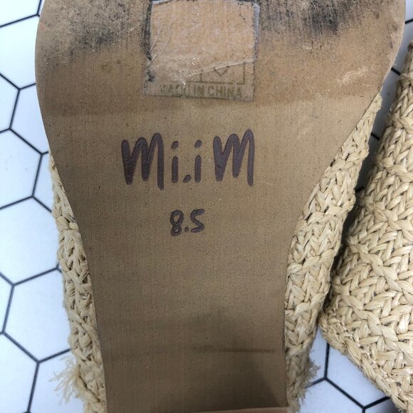 Mi.im Beige Woven Mules Stacked Wood Heel 8.5 - Picture 7 of 7